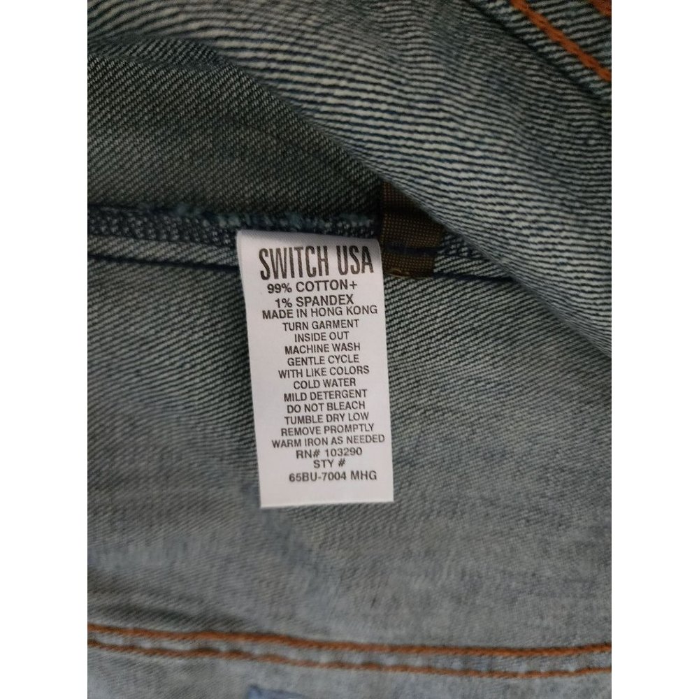 Switch USA Women's Blue Denim Butterfly Design Cropped Jean Jacket Size XL - Picture 8 of 10